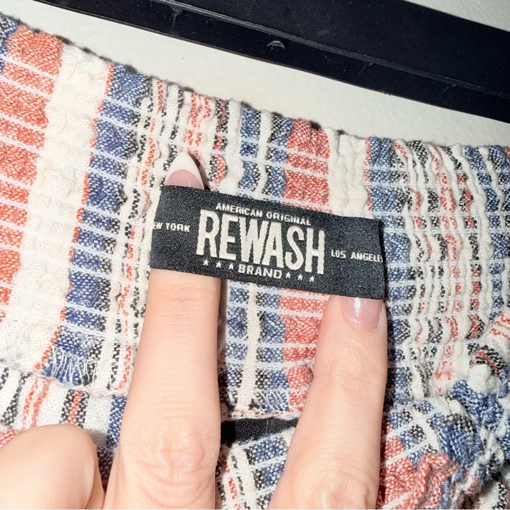 Rewash Striped High Waist Tassel Shorts in Blue, Orange, White